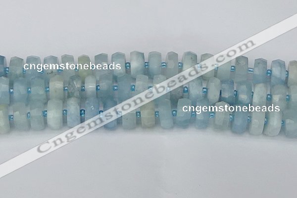 CRB805 15.5 inches 8*16mm faceted rondelle aquamarine beads