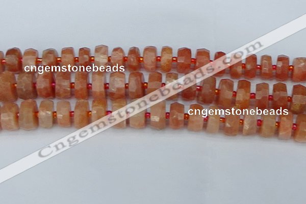 CRB820 15.5 inches 8*14mm faceted rondelle orange moonstone beads