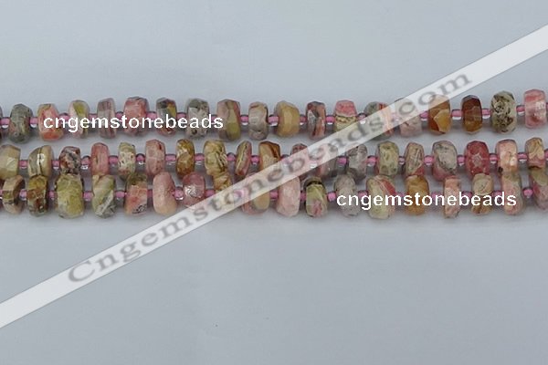 CRB834 15.5 inches 6*10mm faceted rondelle rhodochrosite beads
