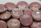 CRC73 15.5 inches 16mm flat round rhodochrosite gemstone beads