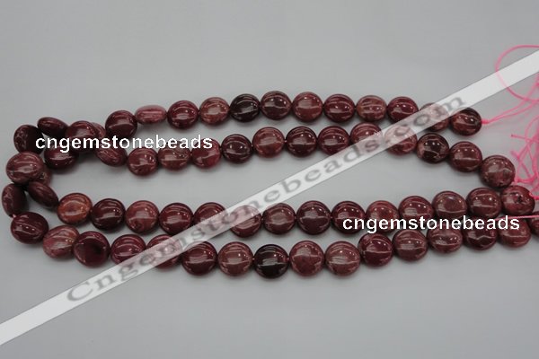 CRC814 15.5 inches 12mm flat round Brazilian rhodochrosite beads