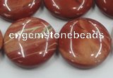 CRE09 16 inches 25mm flat round natural red jasper beads wholesale