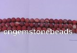 CRE162 15.5 inches 8mm round matte red jasper beads