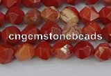 CRE345 15.5 inches 6mm faceted nuggets red jasper beads