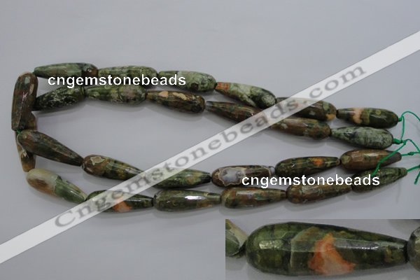 CRH133 15.5 inches 10*30mm faceted teardrop rhyolite gemstone beads