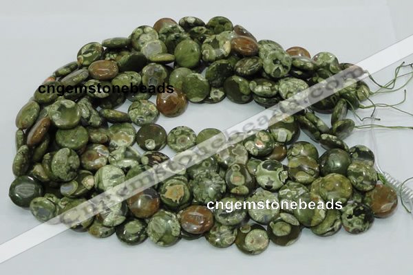 CRH37 15.5 inches 16mm flat round rhyolite beads wholesale