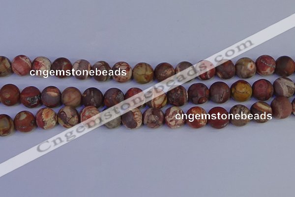 CRH514 15.5 inches 12mm round matte rhyolite gemstone beads