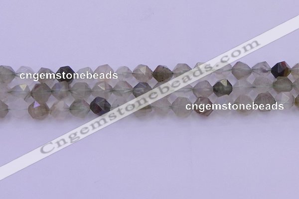 CRH613 15.5 inches 10mm faceted nuggets green rabbit hair beads