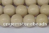 CRJ603 15.5 inches 10mm round white fossil jasper beads wholesale