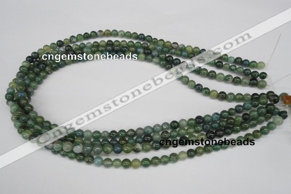 CRO22 15.5 inches 6mm round moss agate gemstone beads wholesale