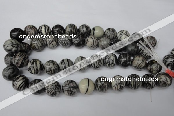 CRO484 15.5 inches 18mm round black water jasper beads wholesale
