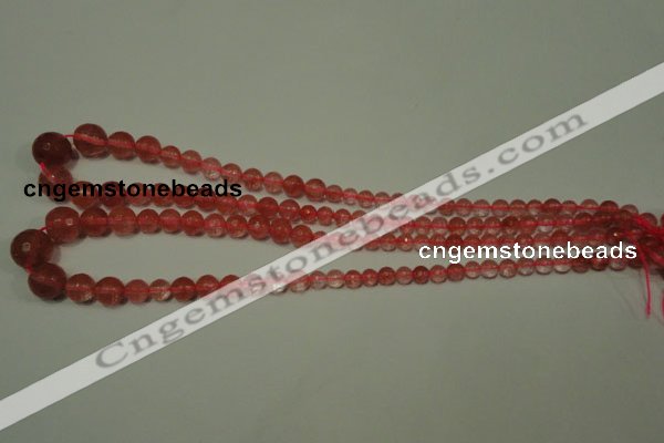 CRO745 15.5 inches 6mm – 14mm faceted round cherry quartz beads