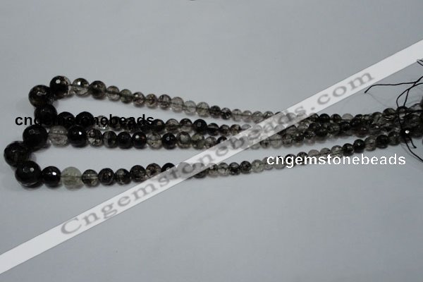 CRO749 15.5 inches 6mm – 14mm faceted round watermelon black beads