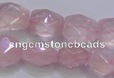 CRQ275 12*15mm – 15*19mm faceted nuggets rose quartz beads