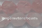 CRQ306 15 inches 18mm faceted nuggets rose quartz beads