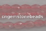 CRQ350 15.5 inches 6*9mm faceted rice rose quartz beads