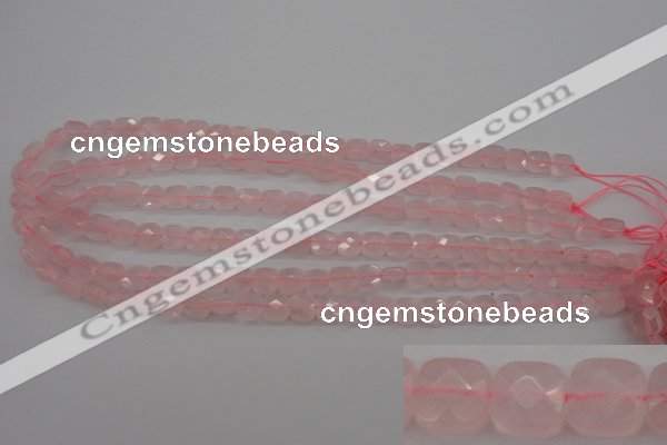 CRQ365 15.5 inches 8*8mm faceted square rose quartz beads
