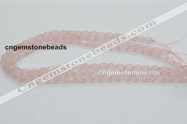 CRQ39 15.5 inches 6*10mm faceted rice natural rose quartz beads