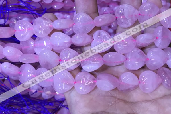 CRQ432 15.5 inches 15*16mm heart rose quartz beads wholesale