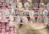 CRQ562 Top drilled 12*16mm faceted briolette rose quartz beads