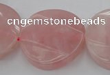 CRQ664 15.5 inches 30mm twisted coin rose quartz beads