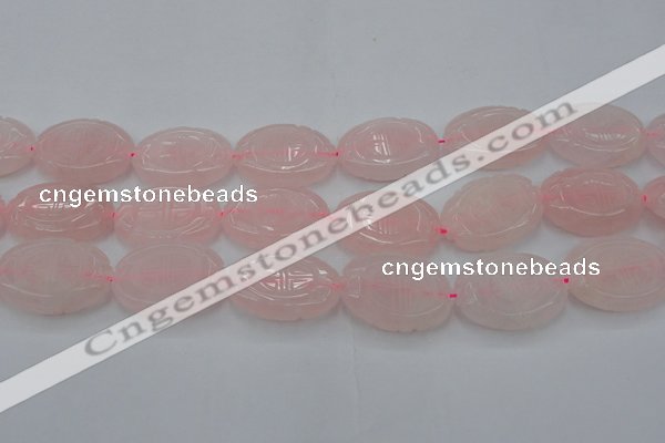 CRQ666 15.5 inches 22*30mm carved oval rose quartz beads