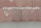 CRQ686 15.5 inches 8*14mm faceted rondelle rose quartz beads