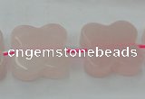 CRQ714 15.5 inches 20*20mm carved flower rose quartz beads