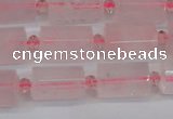 CRQ812 15.5 inches 10*15mm faceted tube rose quartz beads