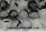 CRU1037 15 inches 6mm round black rutilated quartz beads