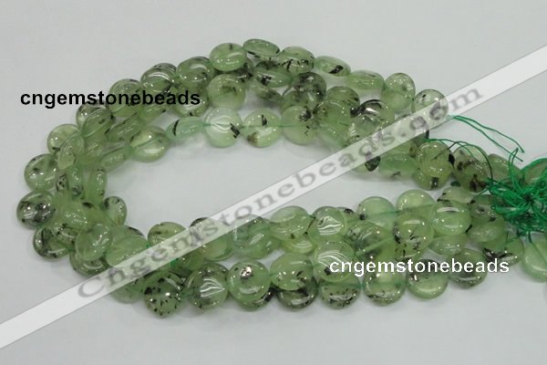 CRU110 15.5 inches 16mm flat round green rutilated quartz beads