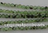 CRU150 15.5 inches 4mm faceted round green rutilated quartz beads
