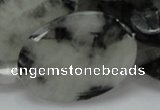 CRU19 15.5 inches 22*30mm faceted oval black rutilated quartz beads