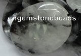CRU21 15.5 inches 35*50mm faceted oval black rutilated quartz beads