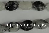 CRU331 15.5 inches 10*14mm oval black rutilated quartz beads