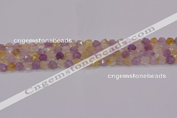 CRU771 15.5 inches 6mm faceted nuggets lavender amethyst & citrine beads