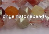 CRU778 15.5 inches 10mm faceted nuggets mixed rutilated quartz beads