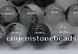 CRU955 15.5 inches 8mm round black rutilated quartz beads