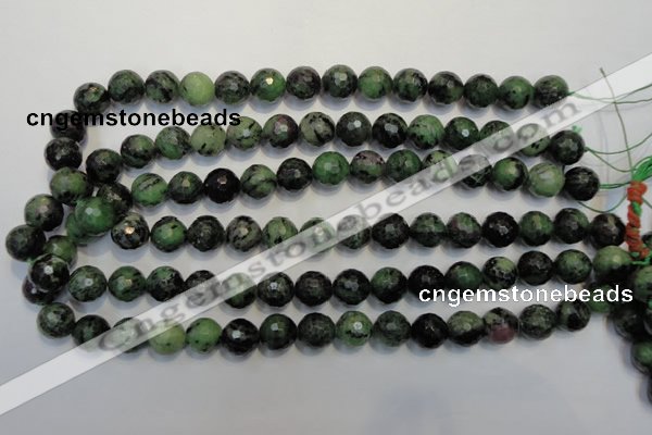 CRZ108 15.5 inches 12mm faceted round ruby zoisite gemstone beads