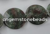 CRZ218 15.5 inches 25mm faceted coin ruby zoisite gemstone beads