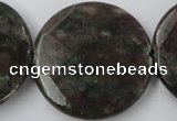 CRZ220 15.5 inches 35mm faceted coin ruby zoisite gemstone beads