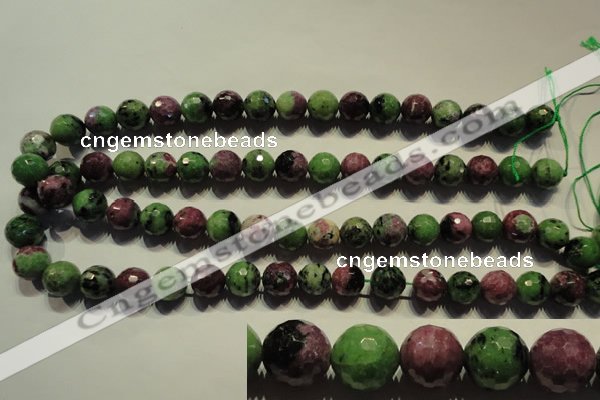CRZ356 15.5 inches 12mm faceted round natural ruby zoisite beads