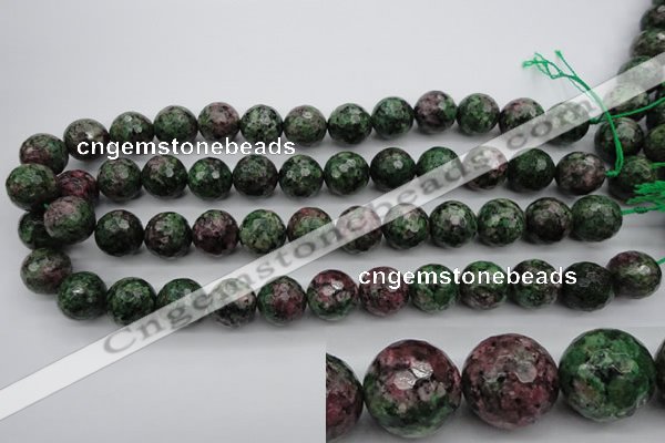 CRZ553 15.5 inches 15mm faceted round Chinese ruby zoisite beads