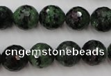 CRZ742 15.5 inches 13mm faceted round ruby zoisite gemstone beads