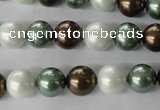 CSB1053 15.5 inches 10mm round mixed color shell pearl beads