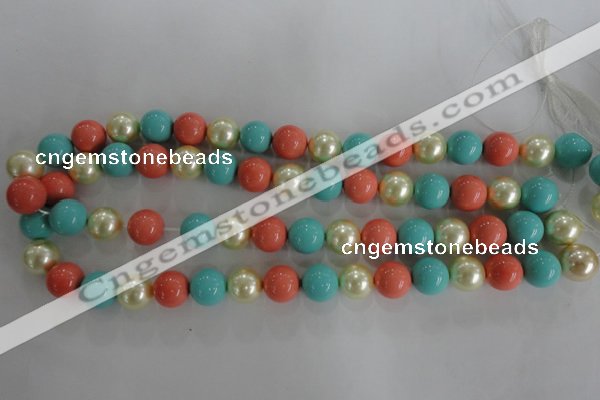 CSB1097 15.5 inches 12mm round mixed color shell pearl beads
