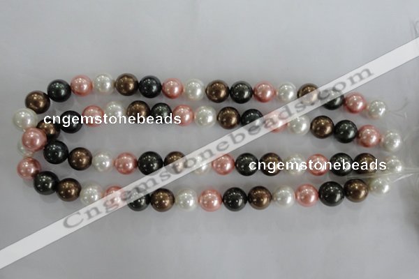 CSB1111 15.5 inches 12mm round mixed color shell pearl beads