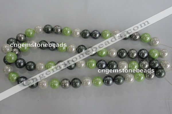 CSB1113 15.5 inches 12mm round mixed color shell pearl beads