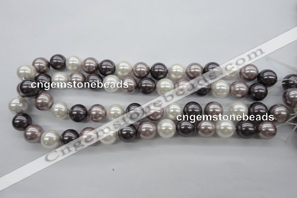 CSB1123 15.5 inches 14mm round mixed color shell pearl beads