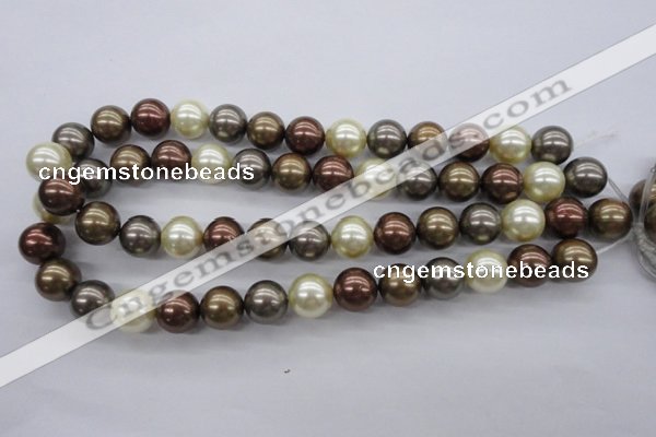 CSB1133 15.5 inches 14mm round mixed color shell pearl beads